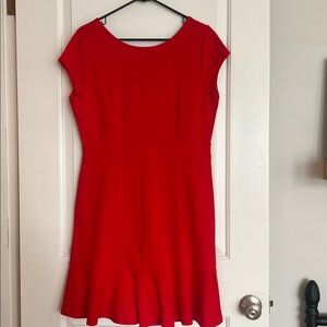 Loft Cap sleeves red dress sheath work size 8
